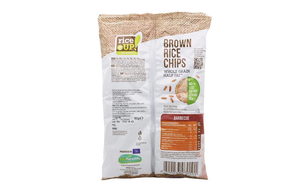 RiceUp Brown Rice Chips Barbecue   Pack  60 grams